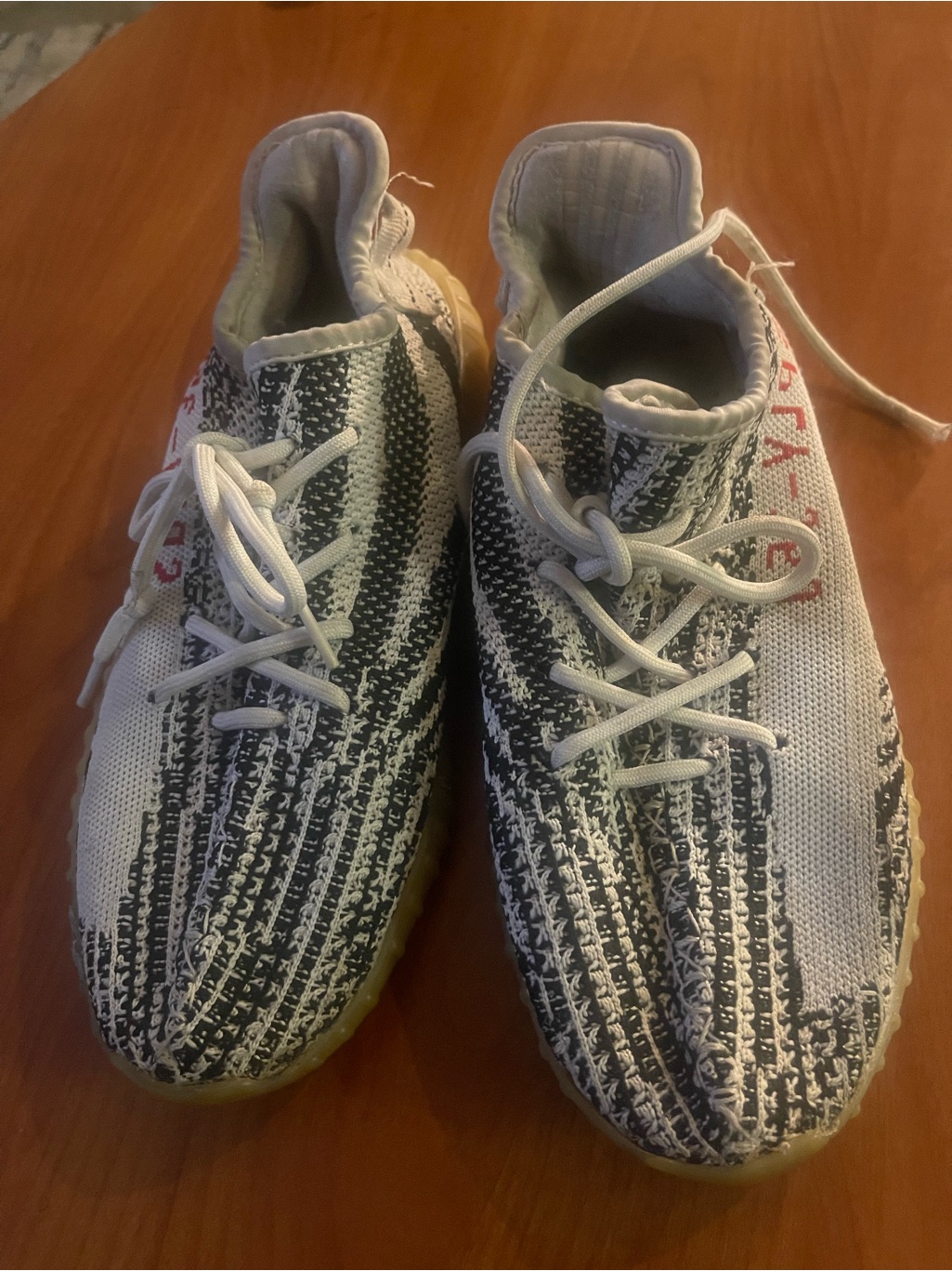 Yeezy Boost Sneakers In White, Black And Red Script